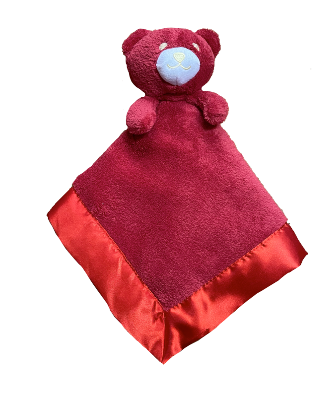Personalised Red Satin Edge Teddy Comforter