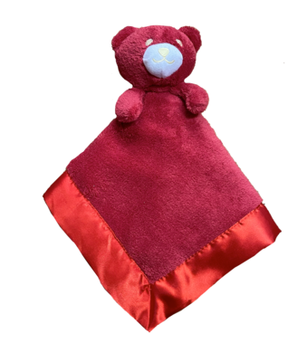 Personalised Red Satin Edge Teddy Comforter