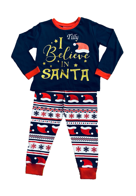Personalised I believe in Santa pyjamas