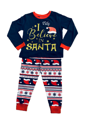 Personalised I believe in Santa pyjamas