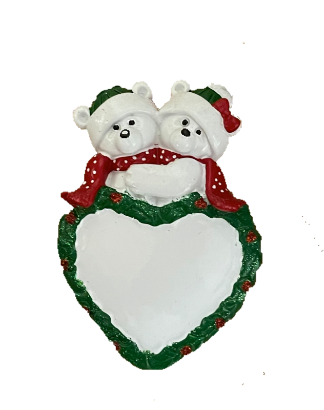 Bear heart couple tree Ornament