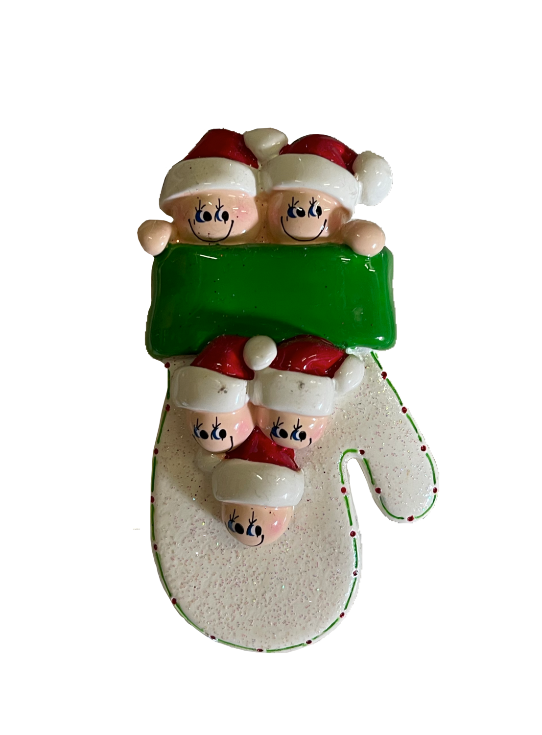 White Mitten Family of Five Christmas Ornament