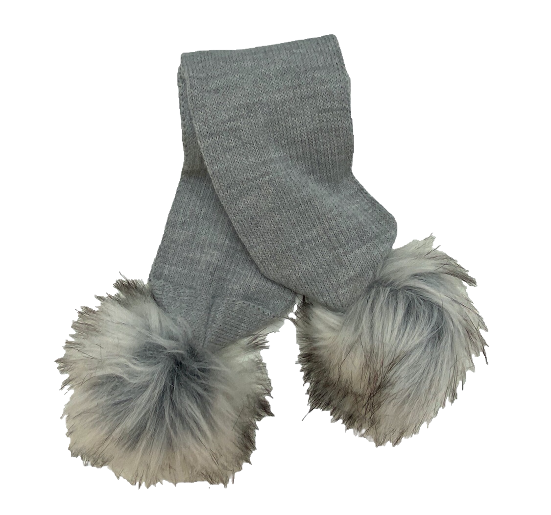 Luxury grey Pom Pom scarf