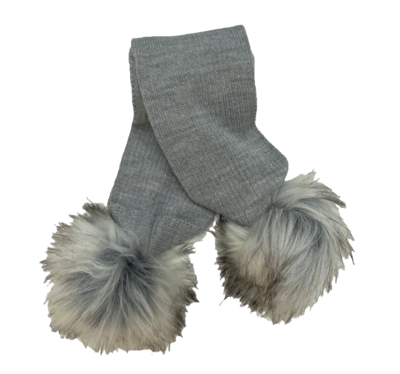 Luxury grey Pom Pom scarf