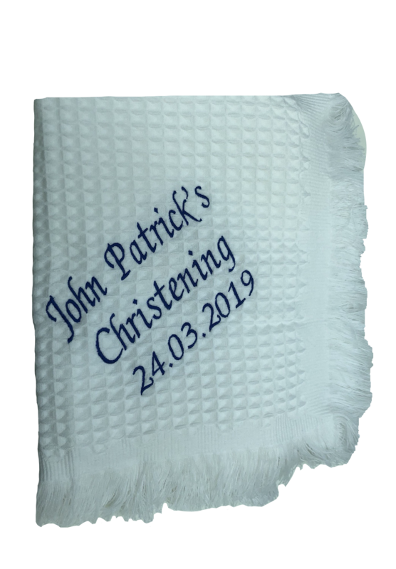 White Waffle Christening Blanket