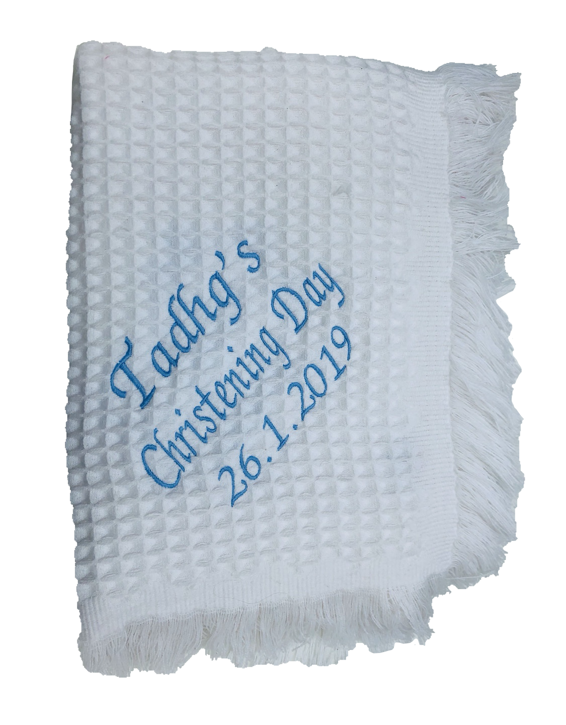 White Waffle Christening Blanket