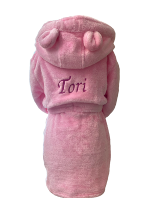 Personalised Light Pink Dressing Gown with Ears