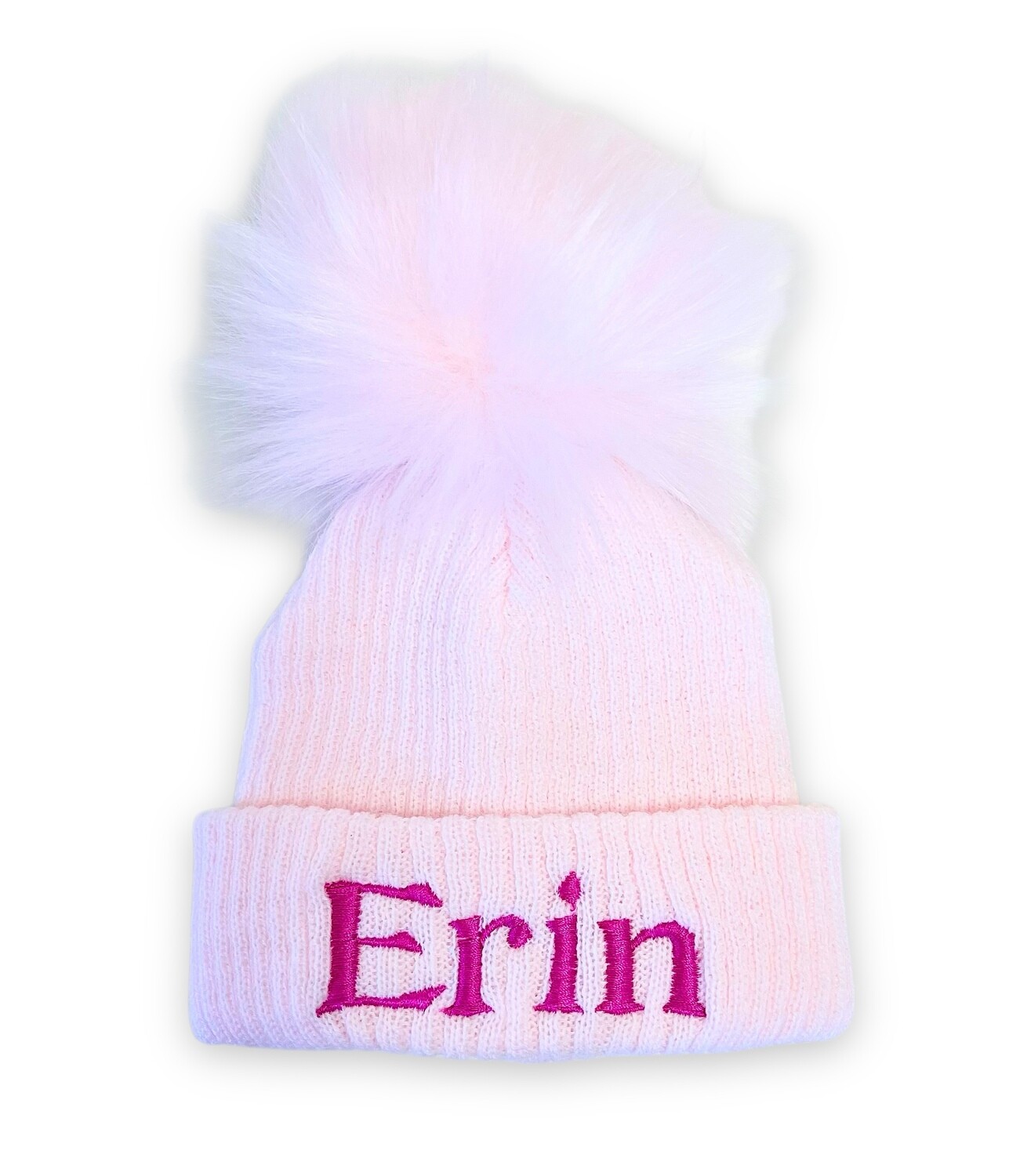 Personalised Baby Pink Single Pom Pom Hat