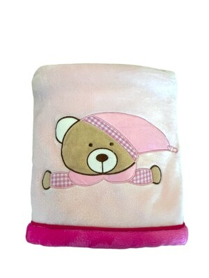 Pink Teddy In Hat Blanket