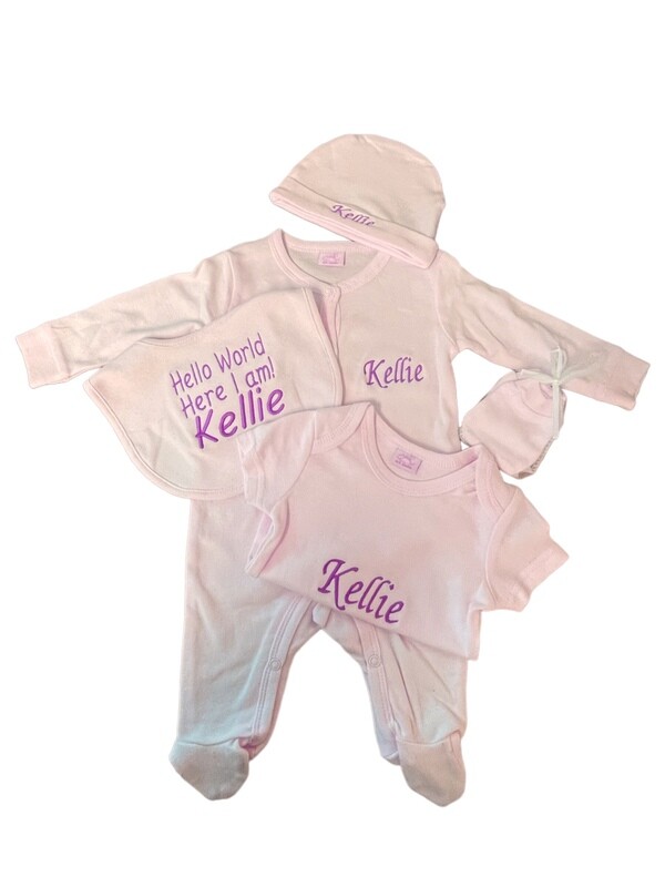 Personalised Pink New Baby Gift Set
