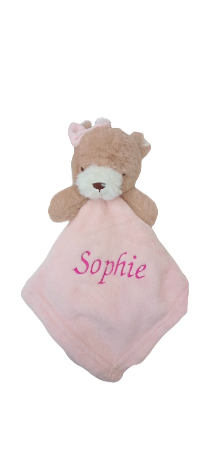 Personalised Pink  Teddy Comforter