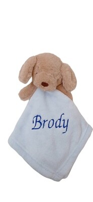 Personalised Blue Puppy Teddy Comforter