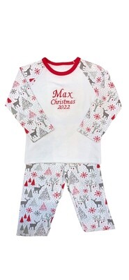 Personalised Grey Matching Christmas Pyjamas