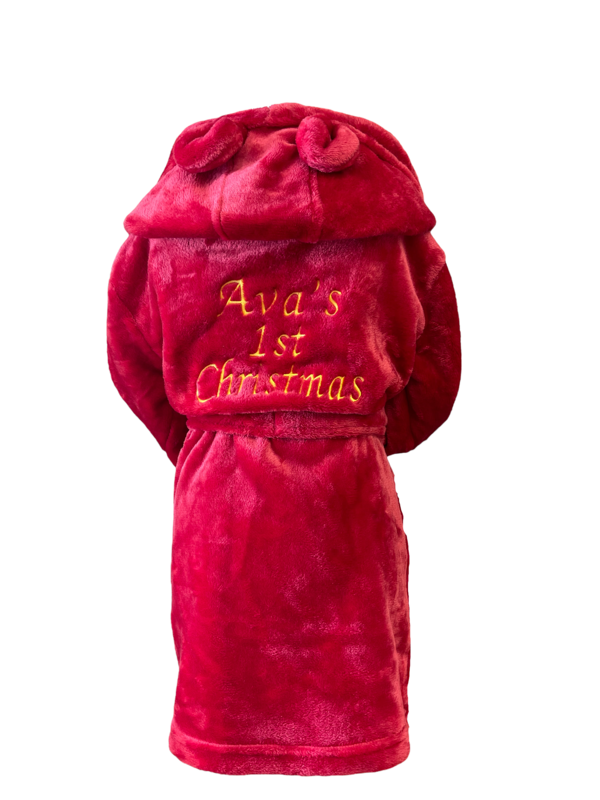 Personalised Red Dressing Gown with Ears