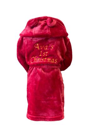 Personalised Red Dressing Gown with Ears