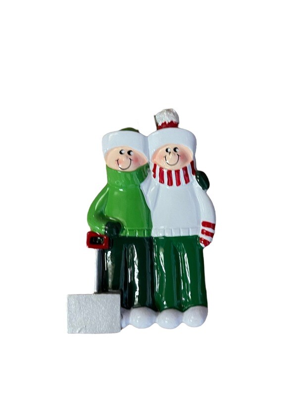 Snow shovel family of two ornament
