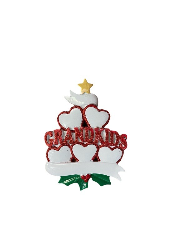 Grand Kids family of five Christmas tree ornament