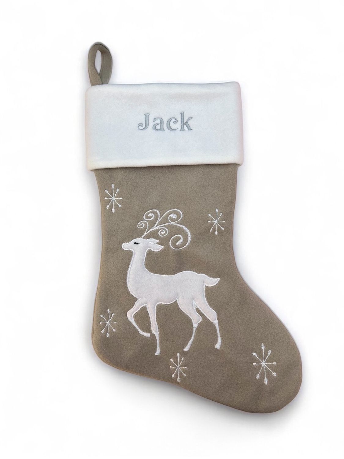 Grey Stag Christmas Stocking