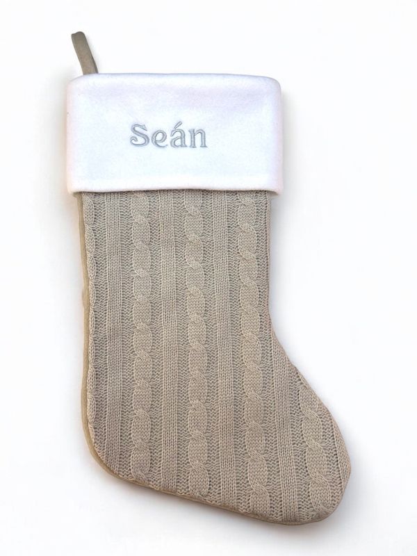 Grey Knitted Christmas Stocking