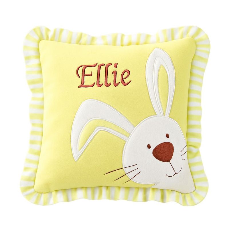Yellow Ruffled Edge Plush Bunny Pillow