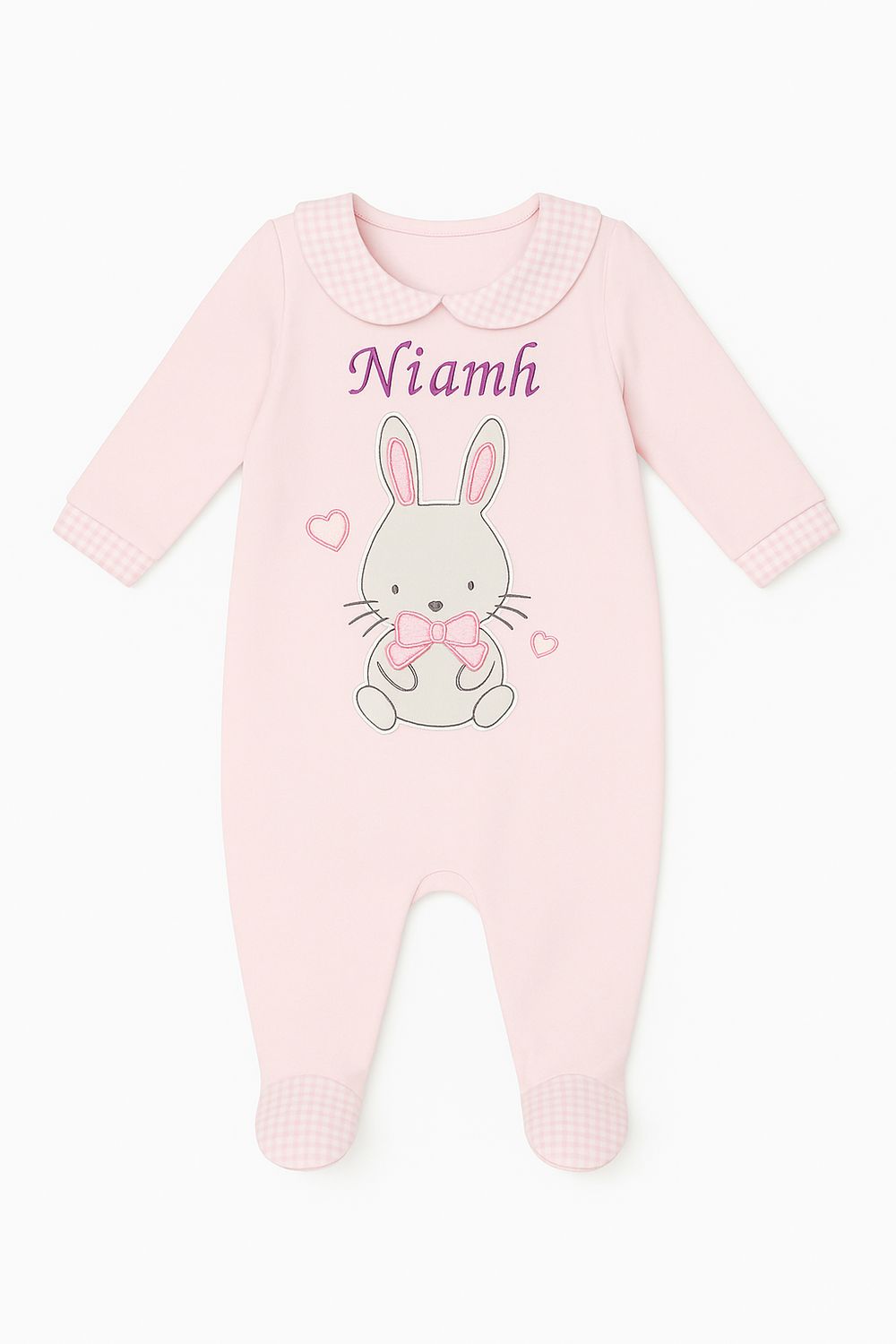 Pink Velour Bunny Baby Grow
