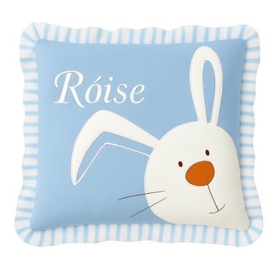 Blue Ruffled Edge Plush Bunny Pillow