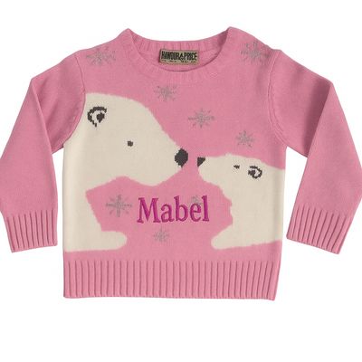 Babies and Children&#39;s Pink Polar Bear Jumper