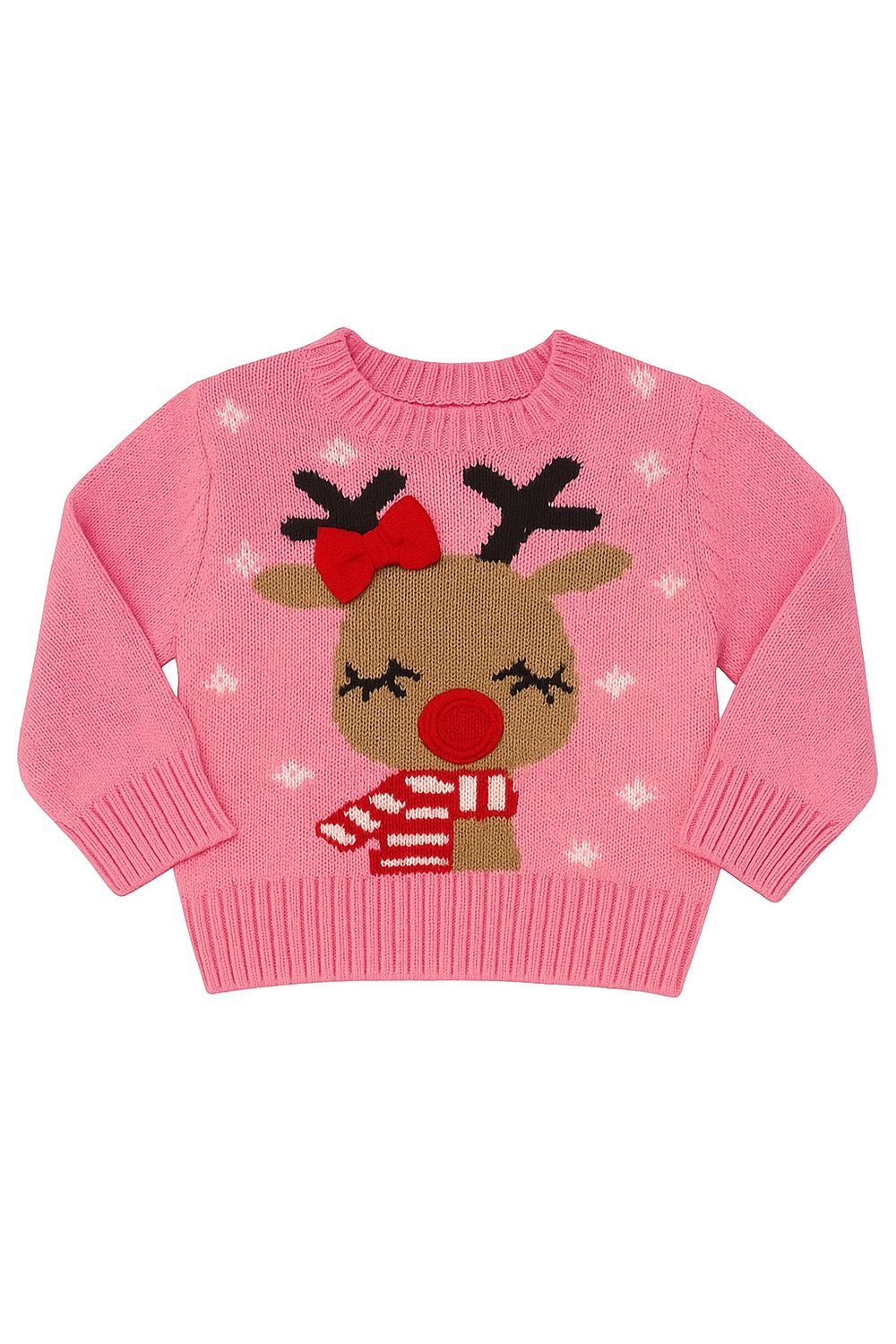 Babies Pink Rudolph Christmas Jumper