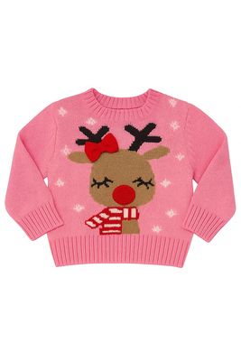 Babies Pink Rudolph Christmas Jumper