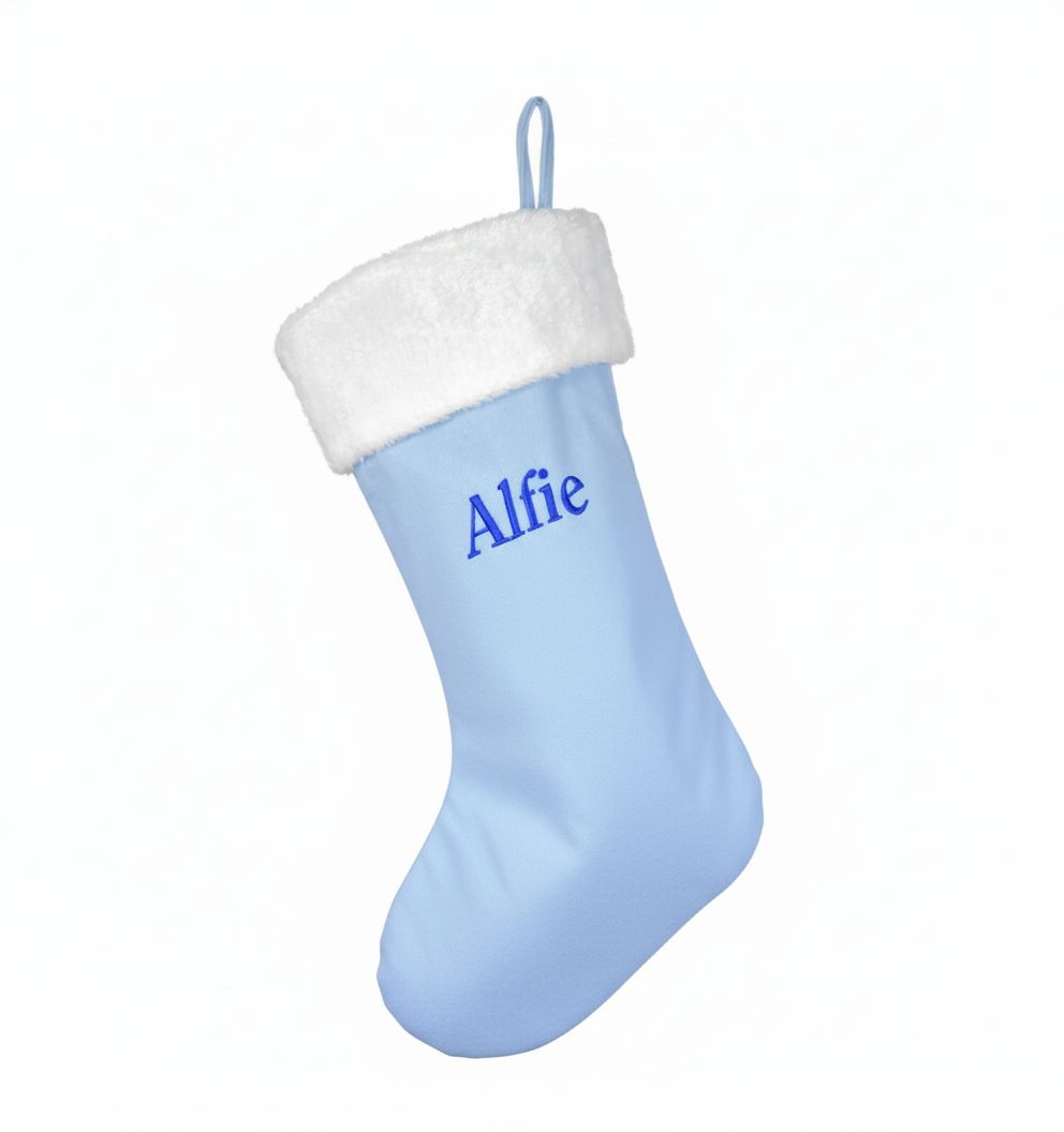 Personalised Blue Christmas Stocking