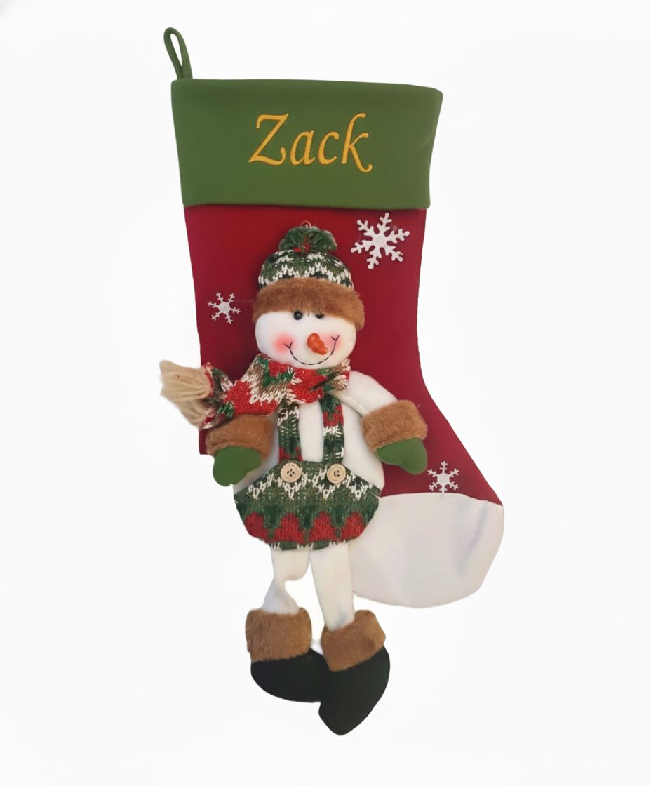Personalised Snowman and Snow Flake 3D Christmas Stocking