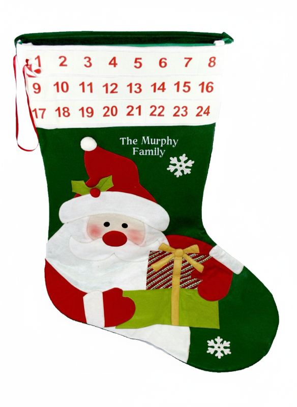 Personalised Extra Large Green Stocking Advent Calendar Personalised Extra Large Green Stocking Advent Calendar