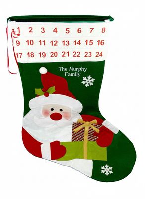Personalised Extra Large Green Stocking Advent Calendar Personalised Extra Large Green Stocking Advent Calendar