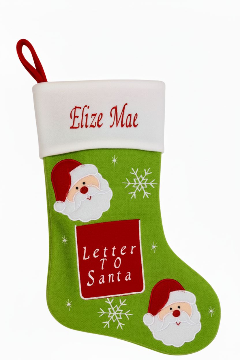 Personalised Green Letter To Santa Christmas Stocking