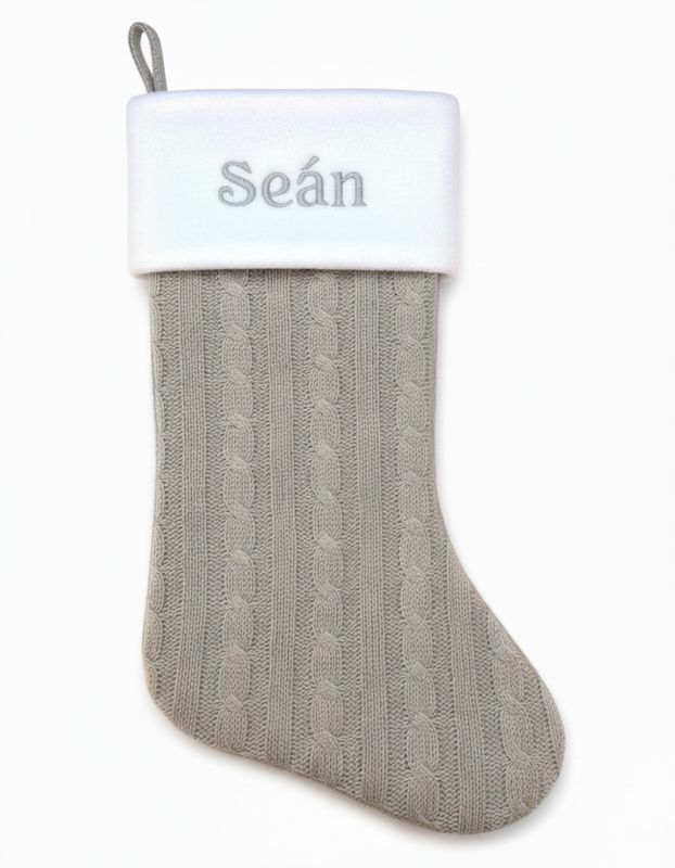 Grey Knitted Christmas Stocking