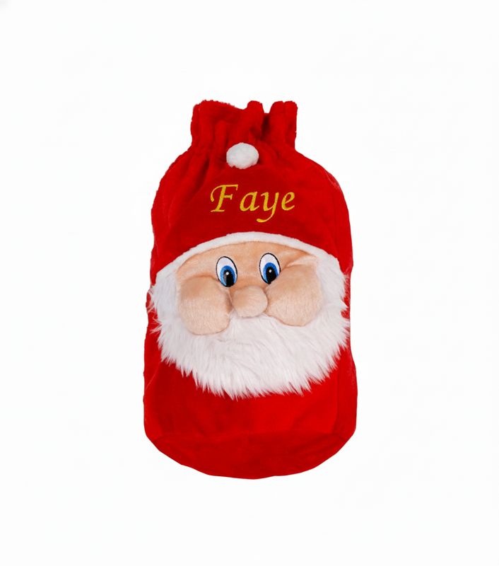 Personalised Small Plush Santa Christmas Sack