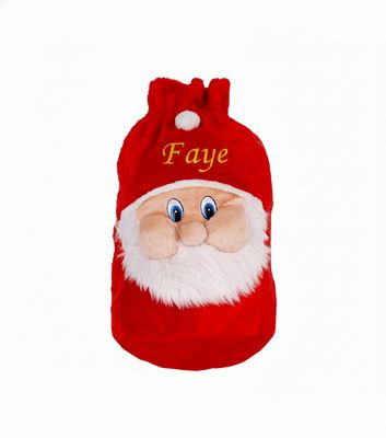 Personalised Small Plush Santa Christmas Sack