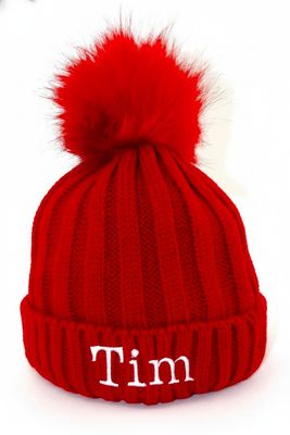 Red bobble hat