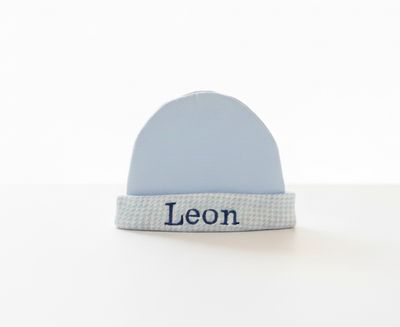 Babies Personalised Cotton Hat with gingham trim