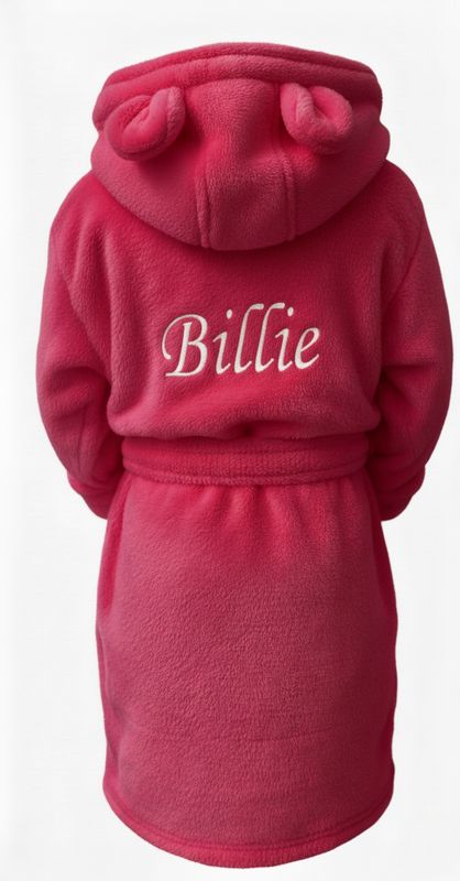 Personalised Cerise Pink  Dressing Gown with Ears