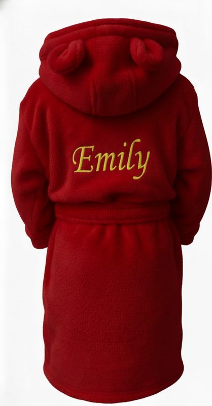 Personalised Red Dressing Gown with Ears
