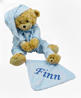 Blue Bedtime Bear and Comforter