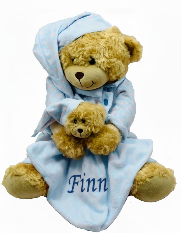 Blue Bedtime Bear and Comforter