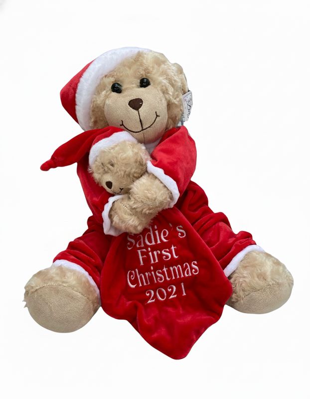 Red Christmas Bedtime Bear and Comforter