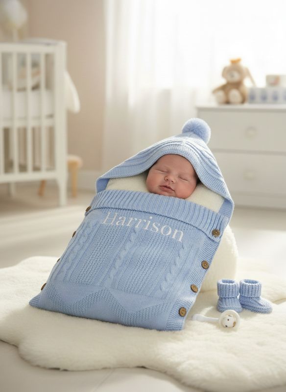 Blue Fleece lined baby nest