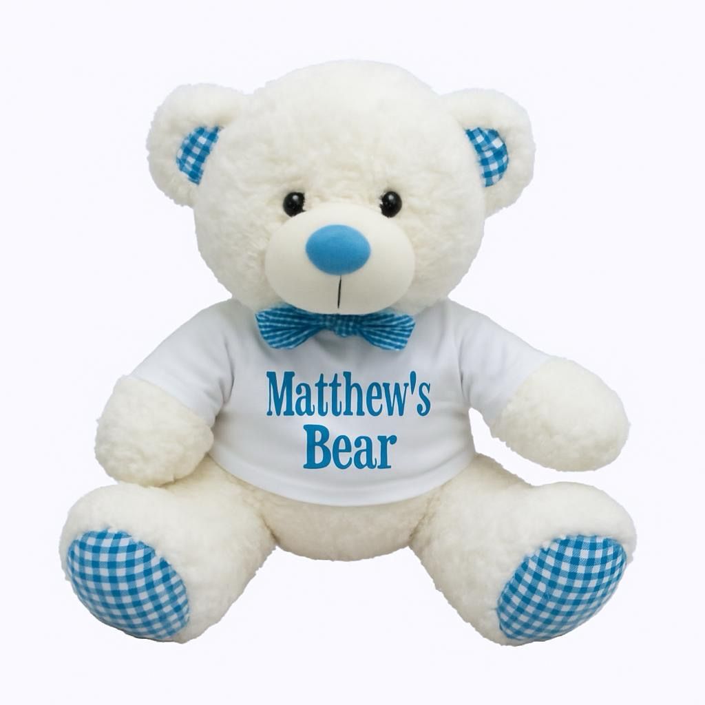 Large Blue gingham teddy bear