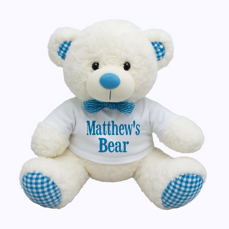 Large Blue gingham teddy bear