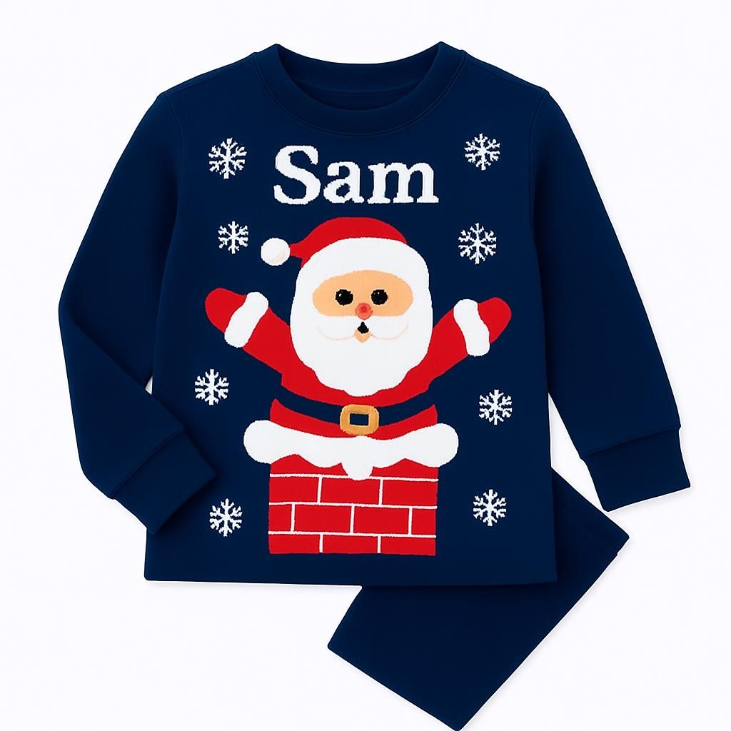 Personalised Navy Santa pyjamas