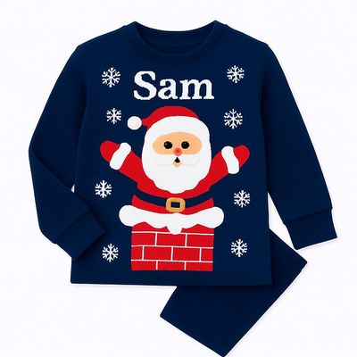 Personalised Navy Santa pyjamas