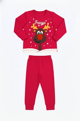 Cerise Pink Reindeer Pyjamas
